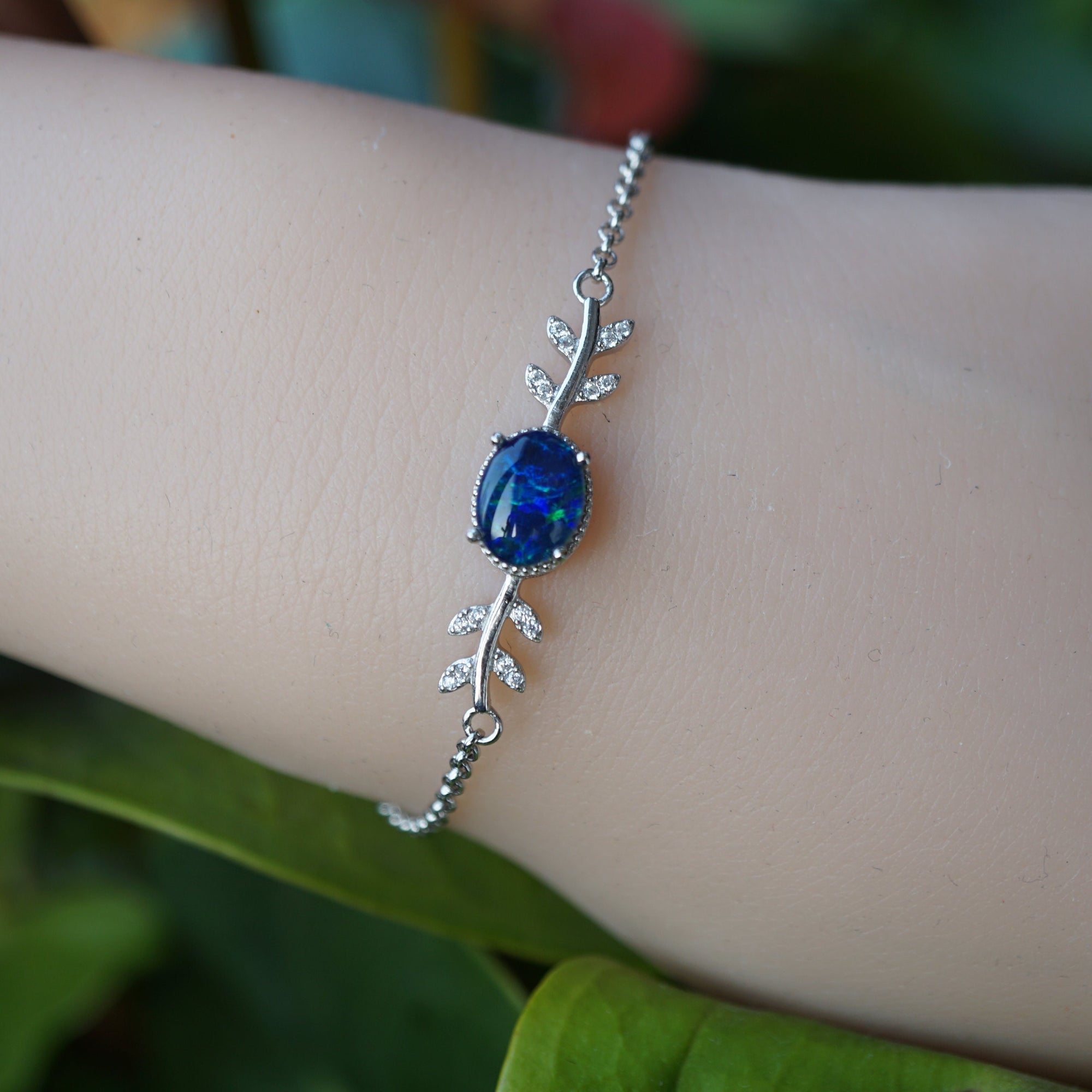 Leaf Opal Bracelet - Nature's Elegance-Vsabel Jewellery