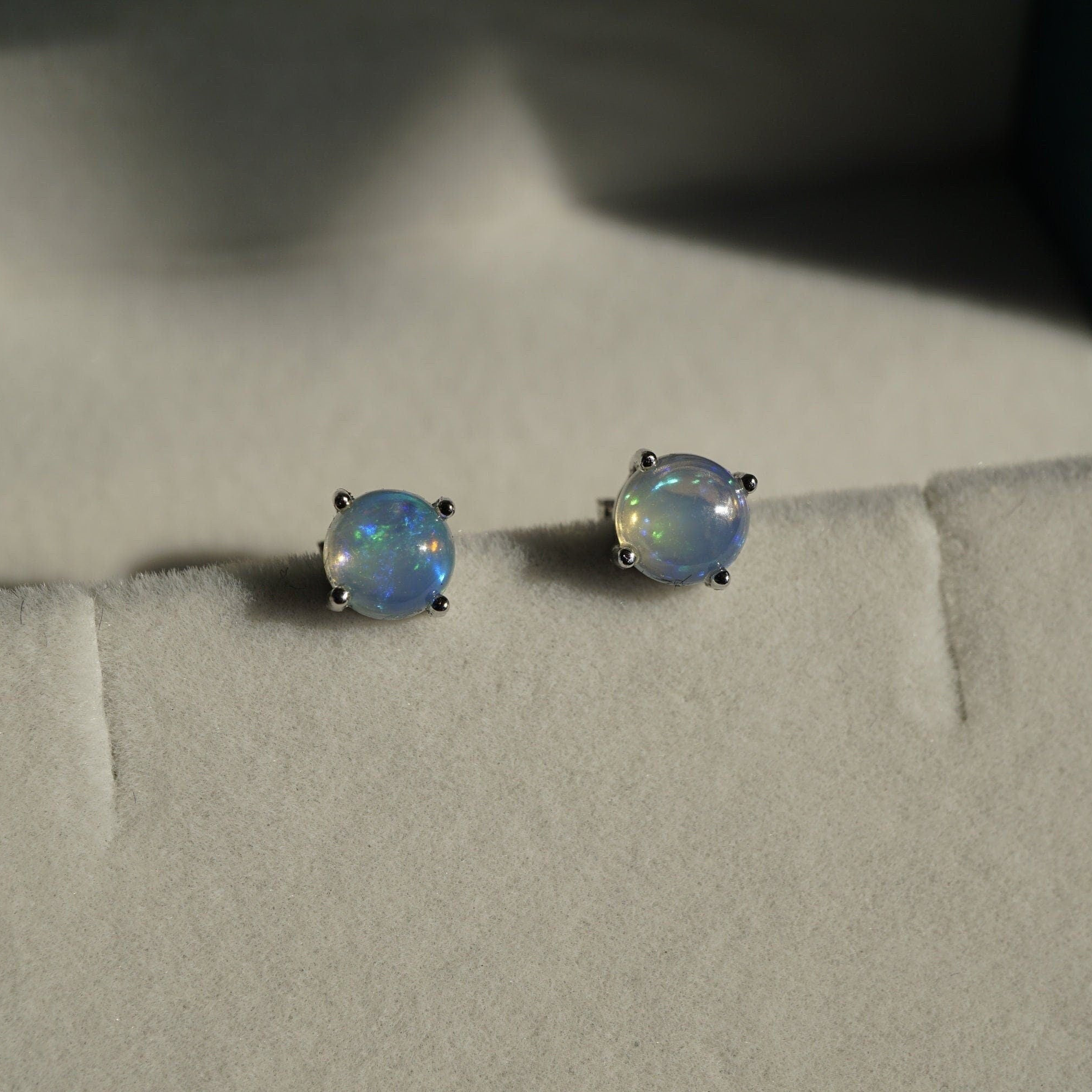 Real Circle Ethiopian Opal Earring Studs