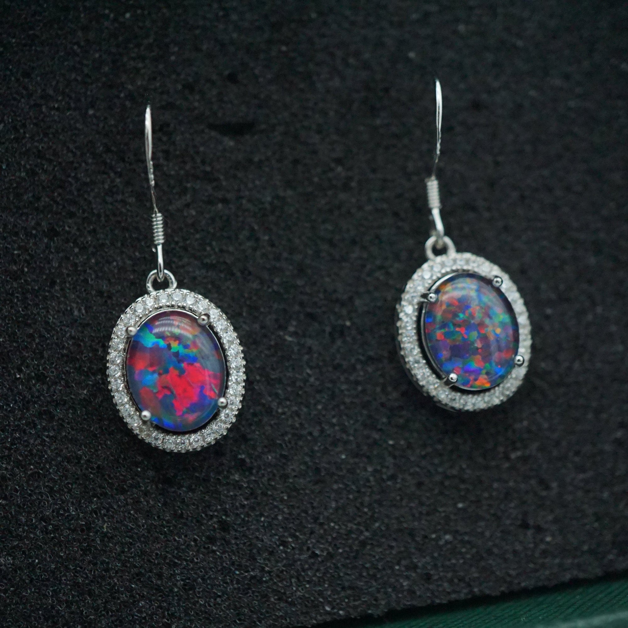 Unique rainbow triplet dangle opal earrings, australian natural triplet opal earrings, gemstone earrings, wedding jewelry, 8x10mm-Vsabel Jewellery