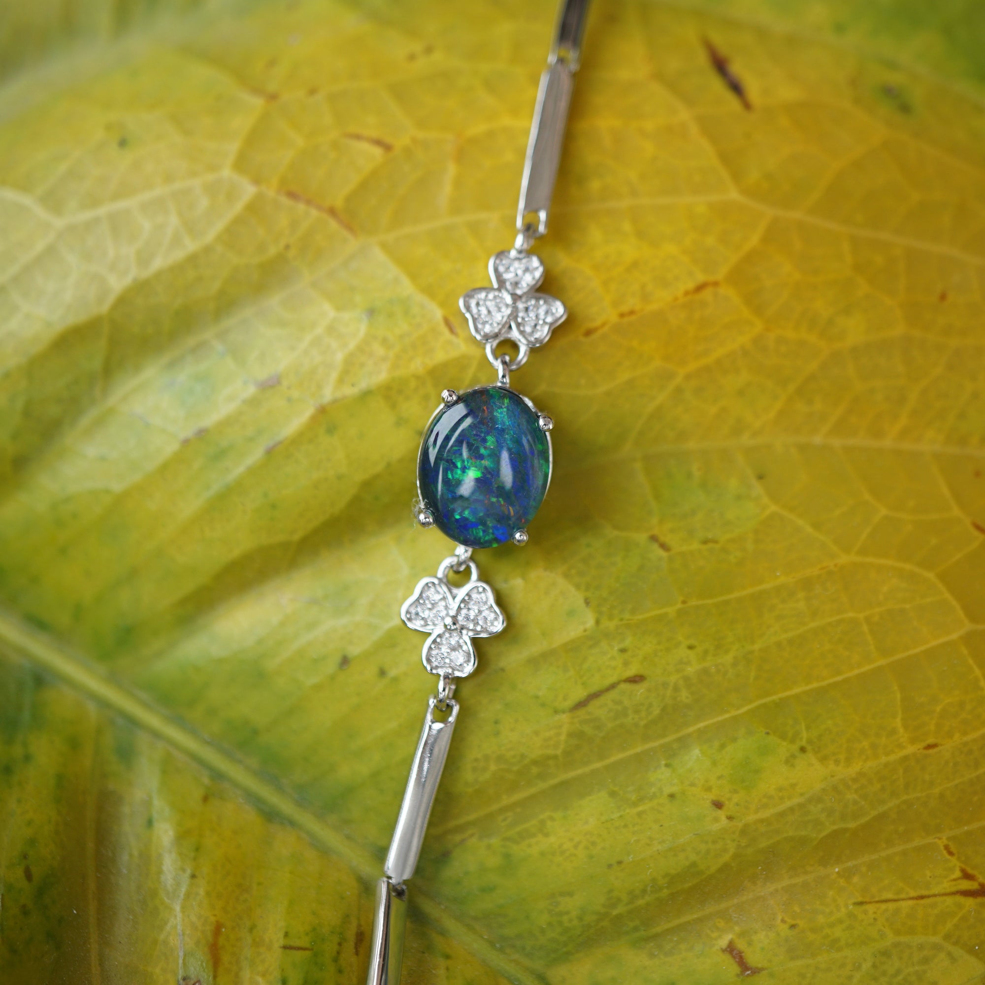 Stunning silver natural australian opal bracelet, 10x8 opal bracelet, rainbown opal bracelet-Vsabel Jewellery