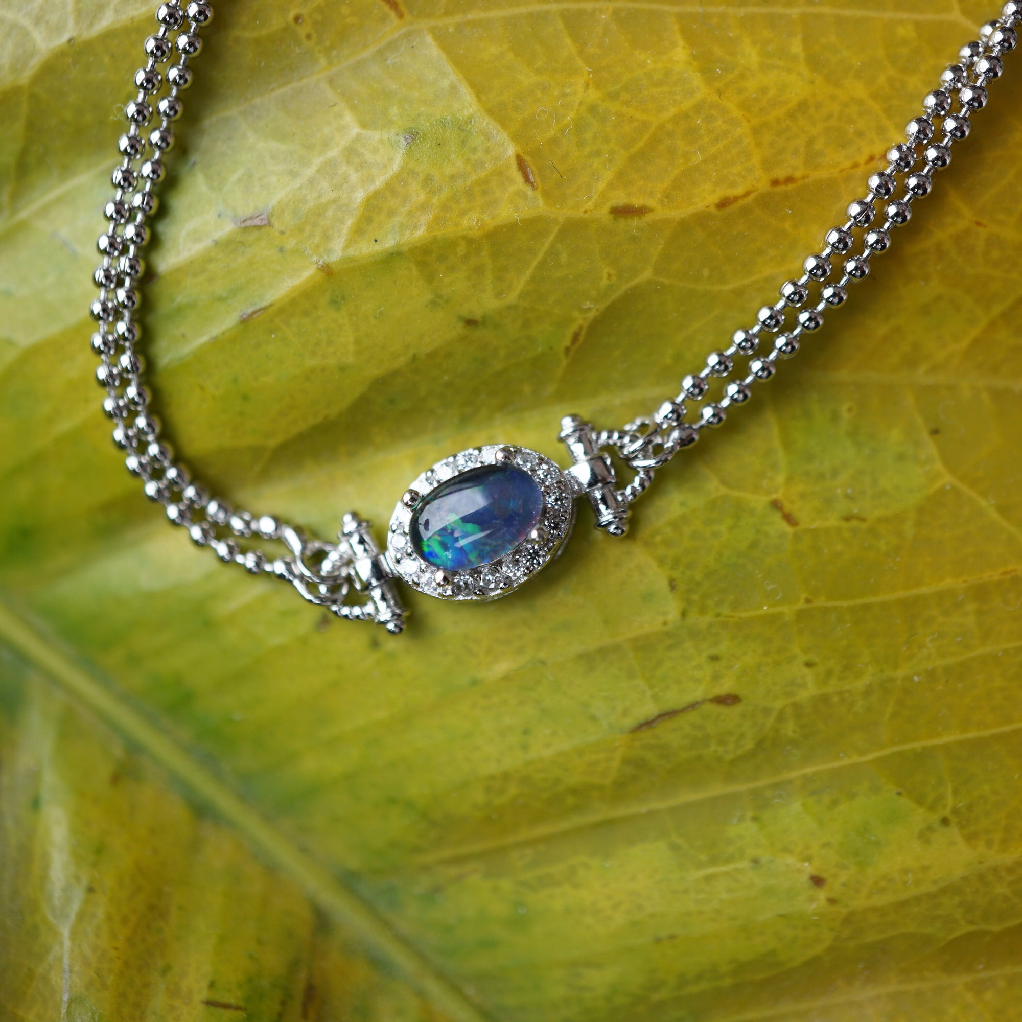 Rainbow sterling silver natural australian opal bracelet, opal bracelet, rainbown opal bracelet, 6x4mm-Vsabel Jewellery