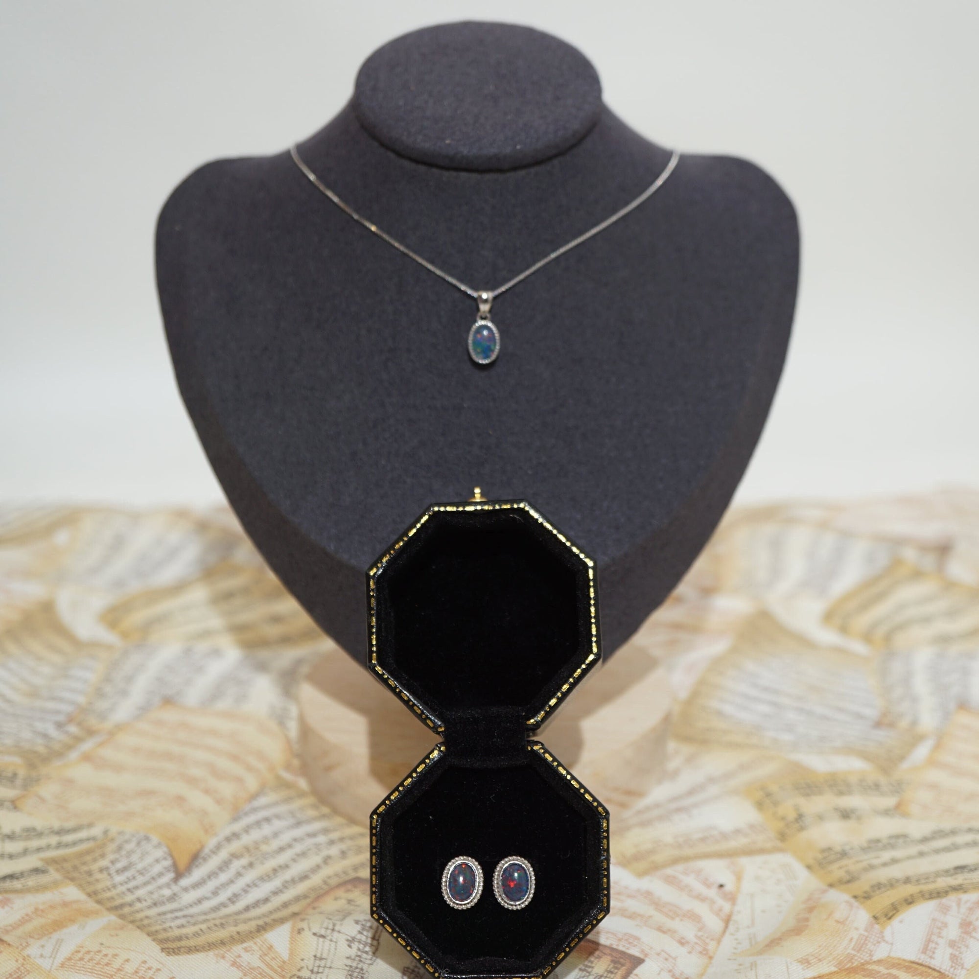 Everyday Opal Jewelry Set - necklace & earrings-Vsabel Jewellery