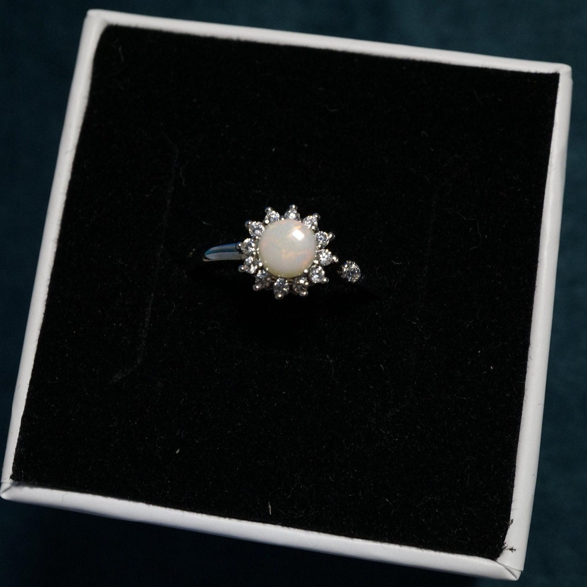 Stunning Australian White Opal Ring - Perfect October Birthstone Beauty-Vsabel Jewellery