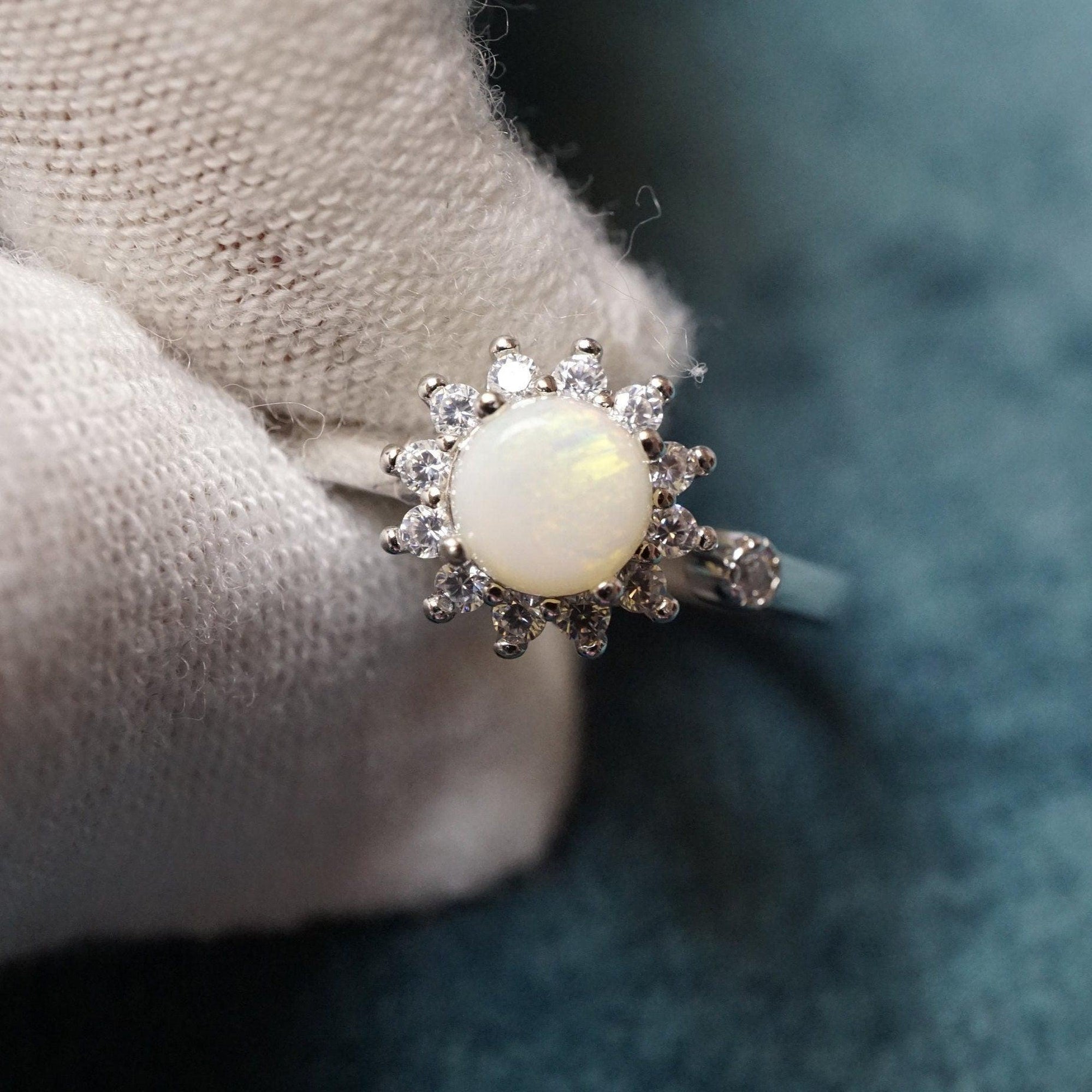 Stunning Australian White Opal Ring - Perfect October Birthstone Beauty-Vsabel Jewellery