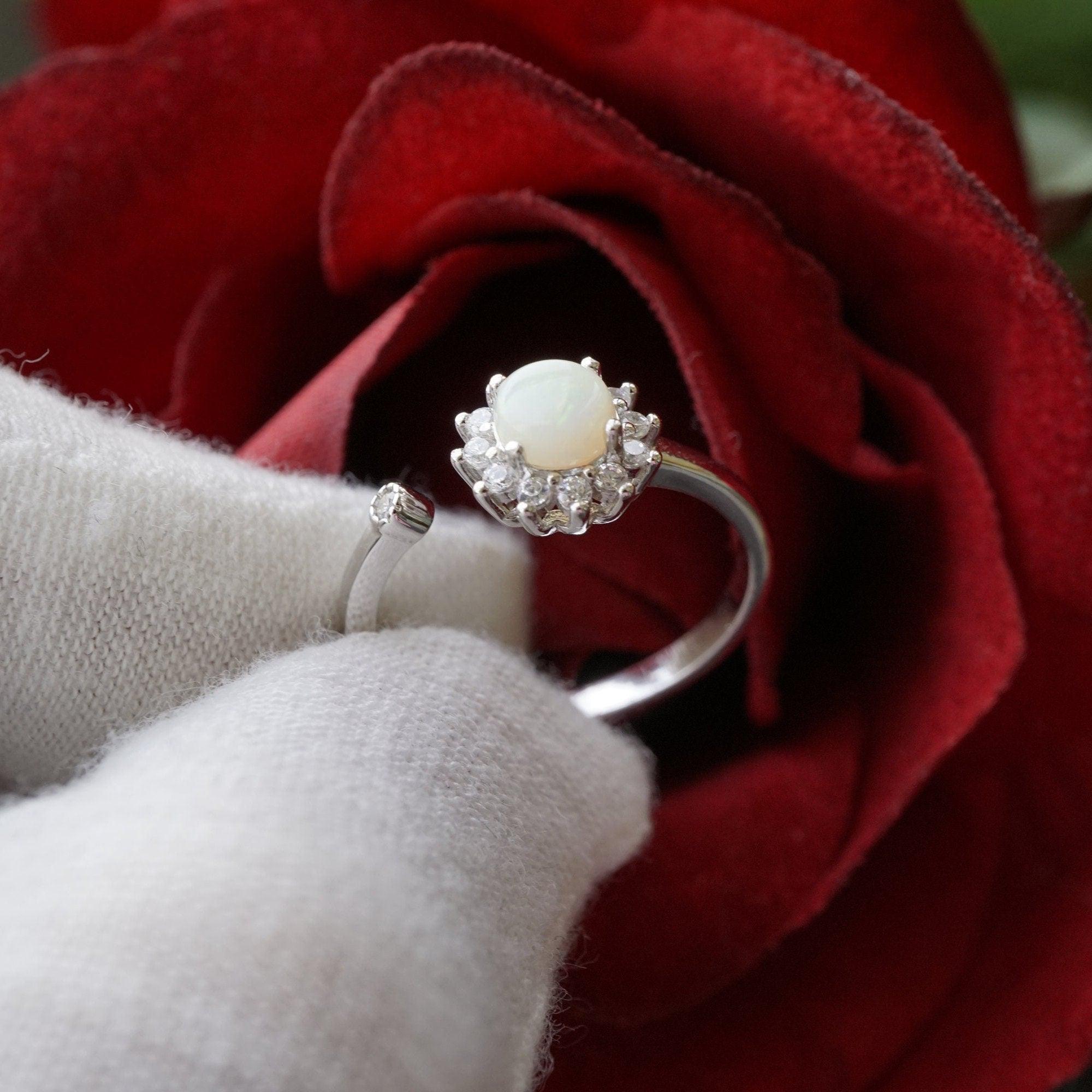 Stunning Australian White Opal Ring - Perfect October Birthstone Beauty-Vsabel Jewellery