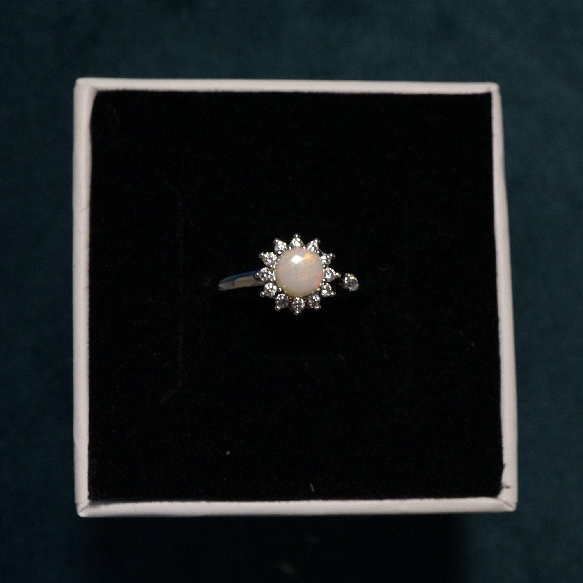 Stunning Australian White Opal Ring - Perfect October Birthstone Beauty-Vsabel Jewellery