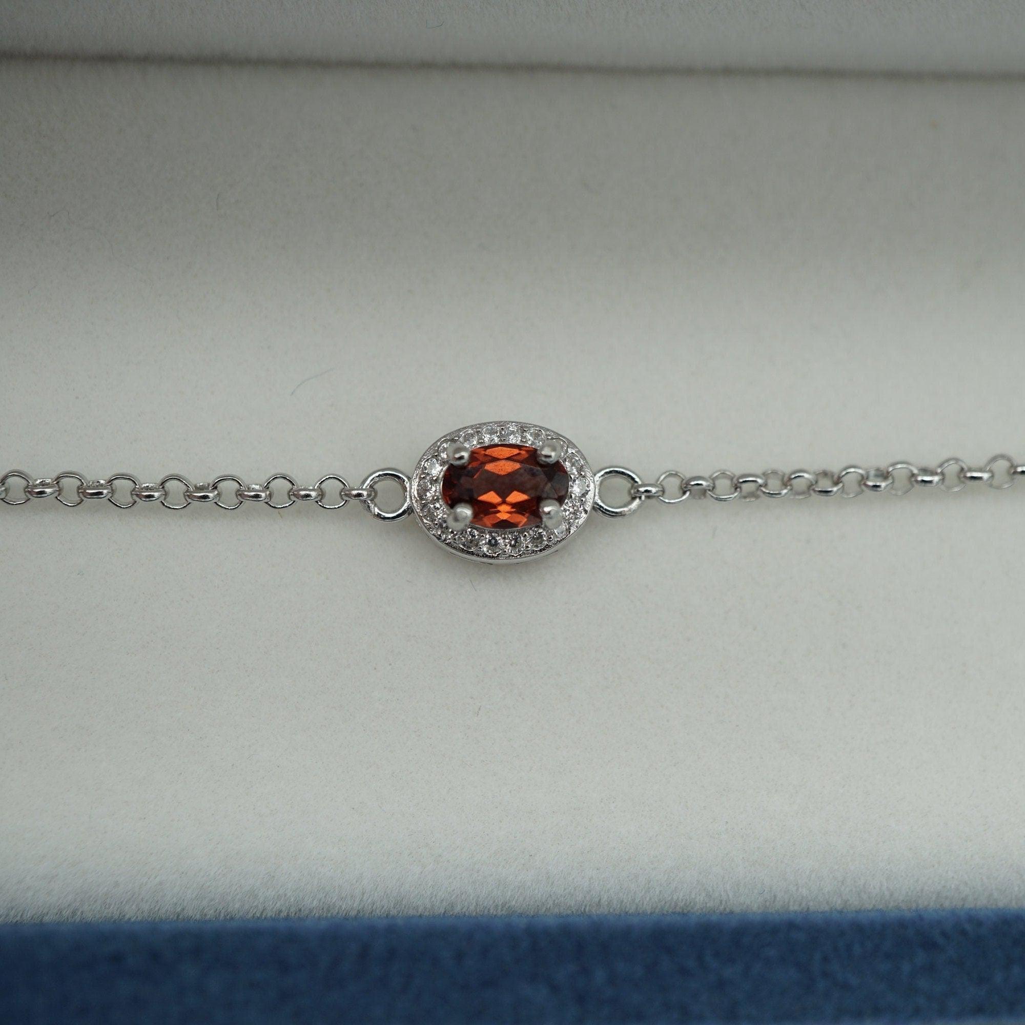 Dainty Garnet Bracelet, Garnet January Birthstone, Garnet Bracelet, Bridesmaid Bracelet, Simple Garnet Bracelet, 925 Sterling Silver
