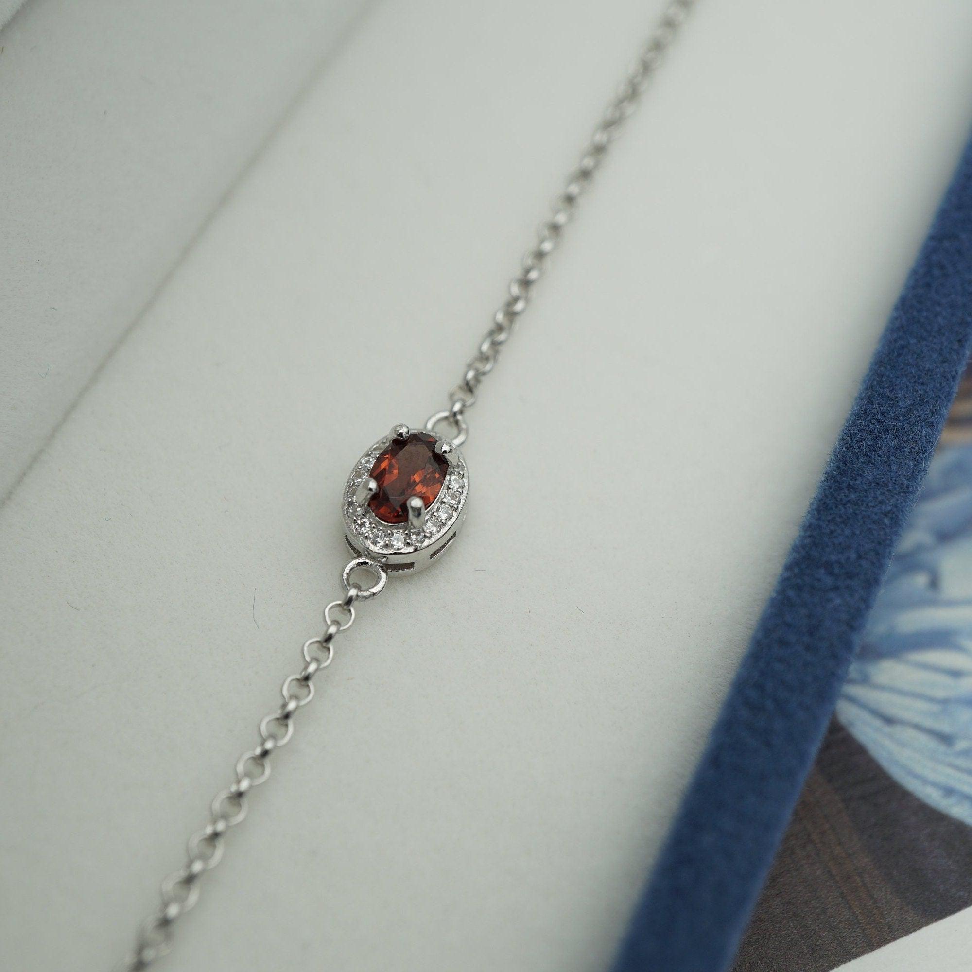 Dainty Garnet Bracelet, Garnet January Birthstone, Garnet Bracelet, Bridesmaid Bracelet, Simple Garnet Bracelet, 925 Sterling Silver