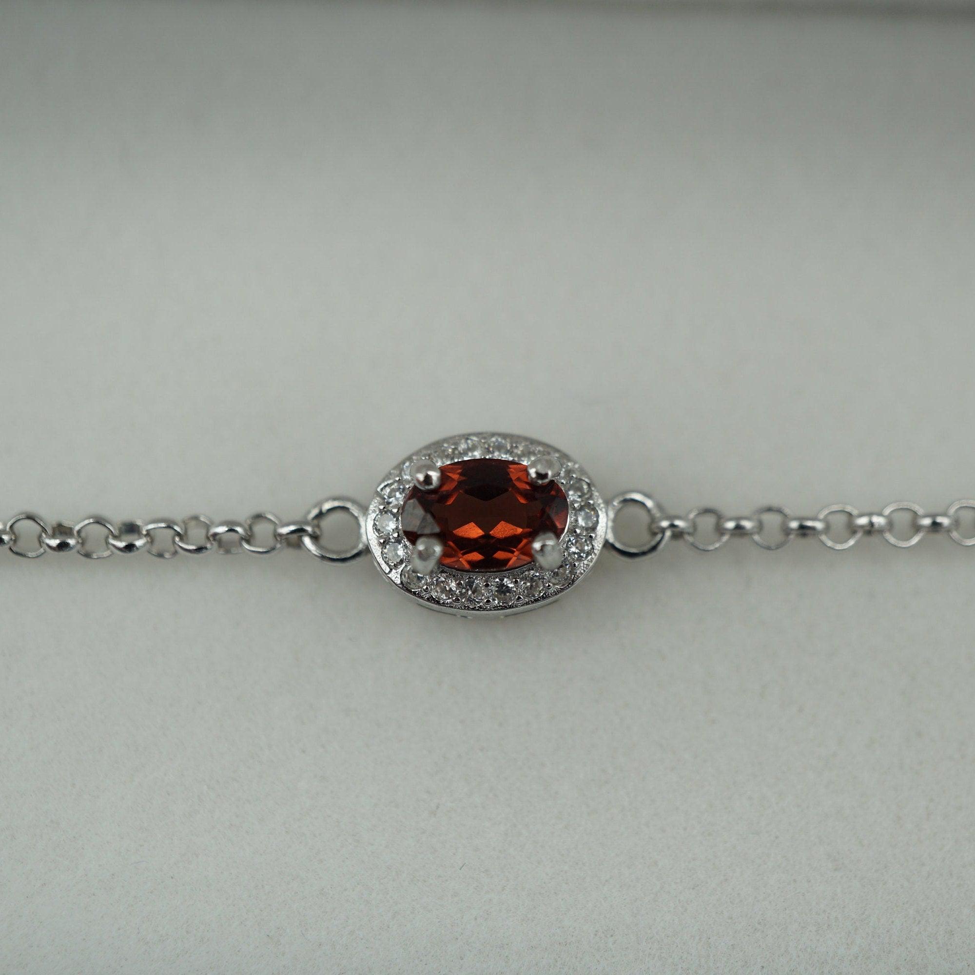 Dainty Garnet Bracelet, Garnet January Birthstone, Garnet Bracelet, Bridesmaid Bracelet, Simple Garnet Bracelet, 925 Sterling Silver