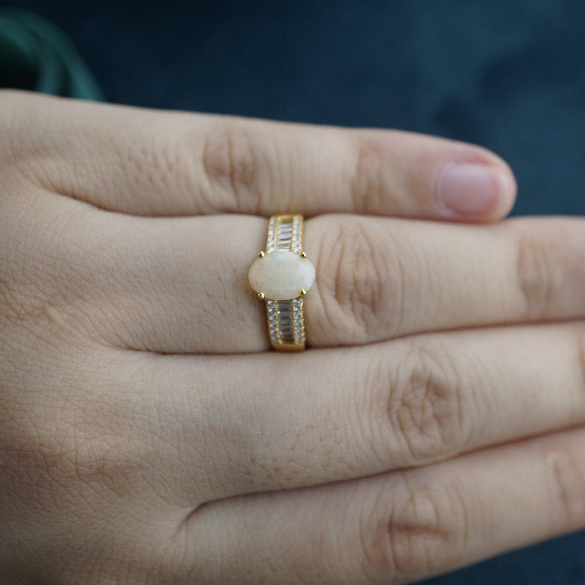 Exquisite Crystal Opal Ring - Perfect for Engagement & Anniversary-Vsabel Jewellery