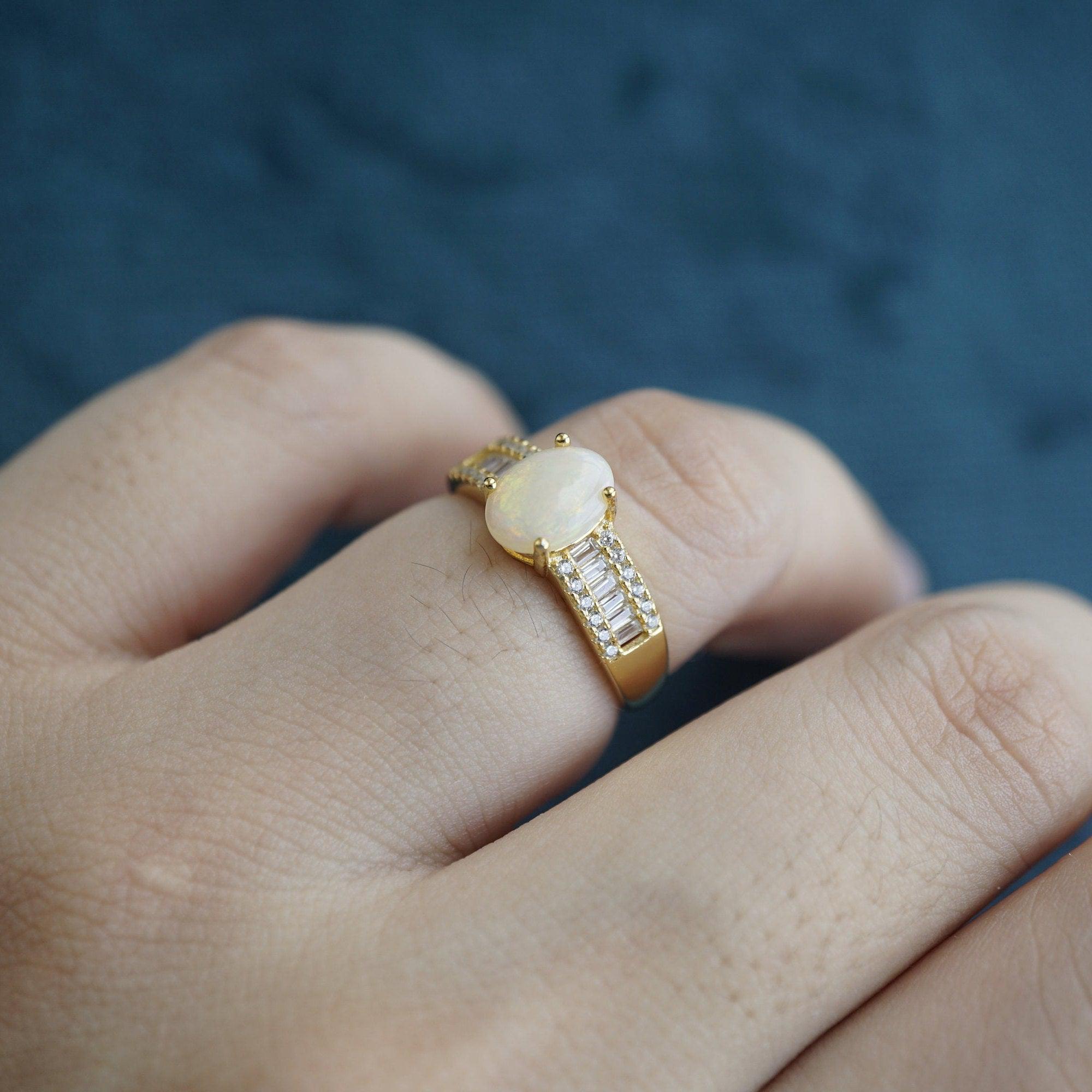 Exquisite Crystal Opal Ring - Perfect for Engagement & Anniversary-Vsabel Jewellery