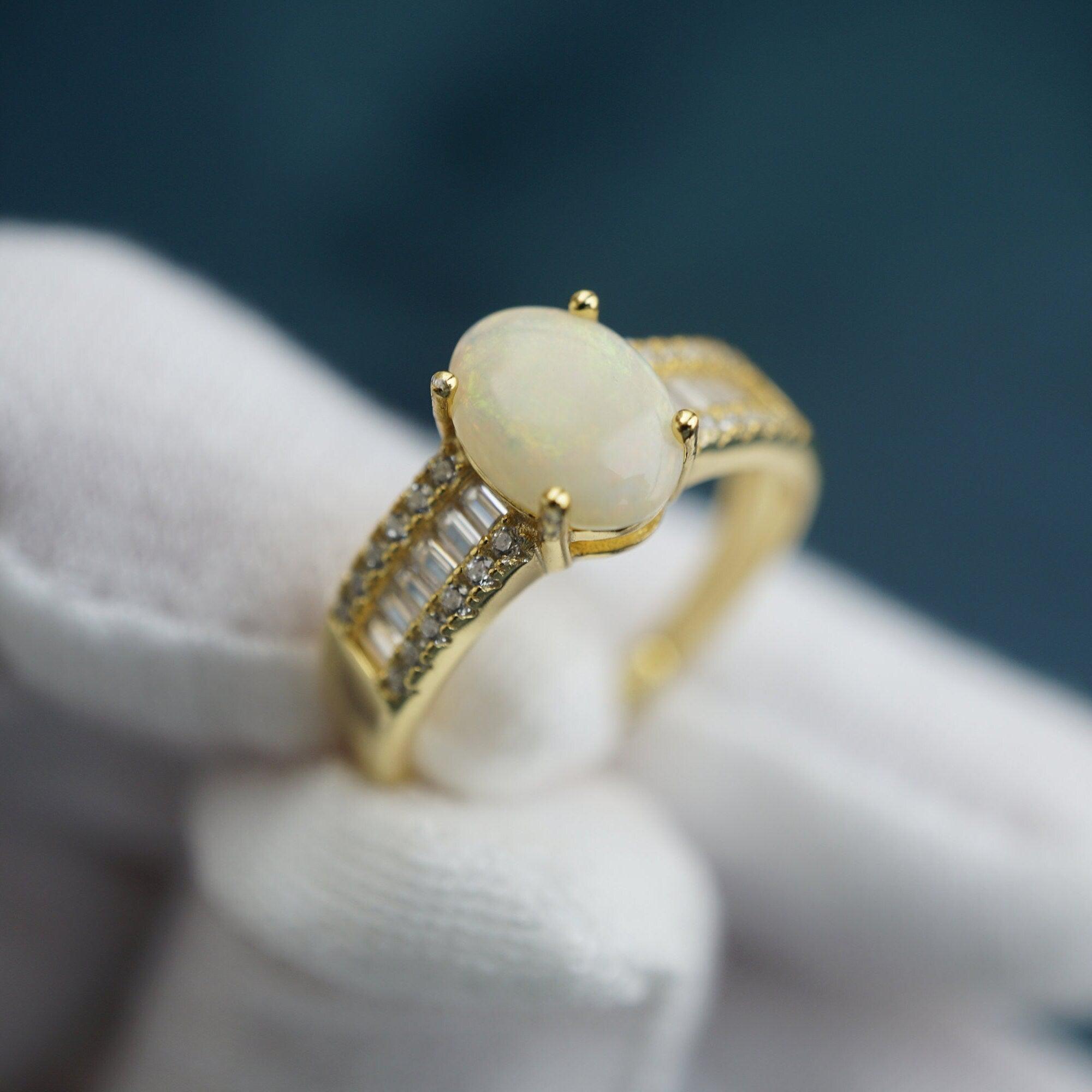 Exquisite Crystal Opal Ring - Perfect for Engagement & Anniversary-Vsabel Jewellery